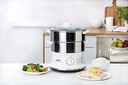 Seb Cuiseur Vapeur série Convenient 2 bols inox, Capacité bol 6 L, Cuisson vapeur, Cuit vapeur compact, Minuteur, Arrêt automatique