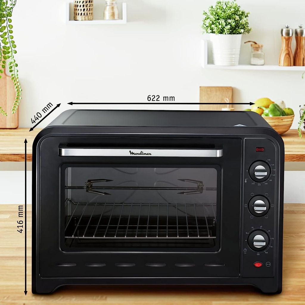 Moulinex Four électrique à chaleur tournante 60 L, 7 modes de cuisson, Tournebroche