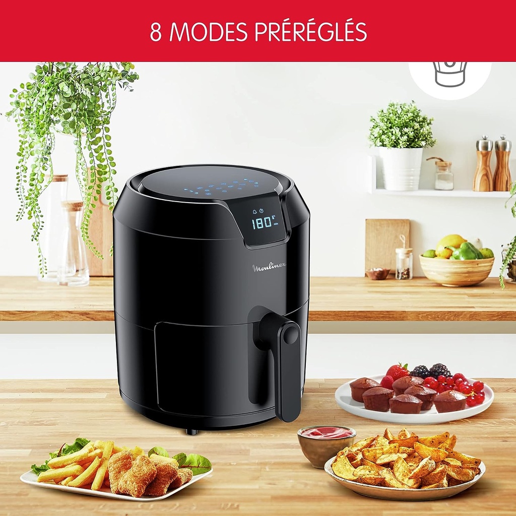 Moulinex Friteuse sans huile XL + gril, 4,2 L, 6 personnes, 8 programmes, Ecran Tactile, Arrêt automatique, Air fryer, Frites, Grillades, Poulet rôti, Easy Fry Digital