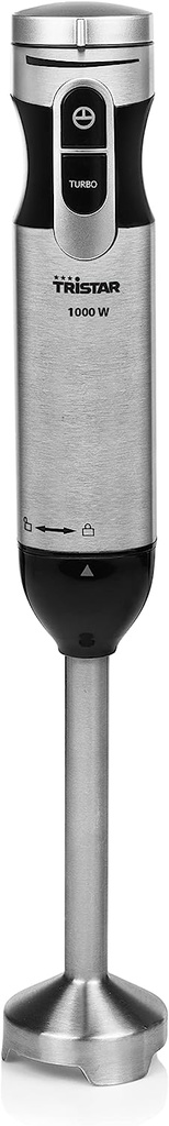 Tristar Mixeur - 2 lames - Fonction turbo - 1 000 W - Pied en Acier Inoxydable Argenté