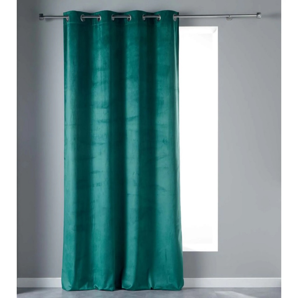 RIDEAUX A ŒILLETS 140X240 VELOUTEA VERT.